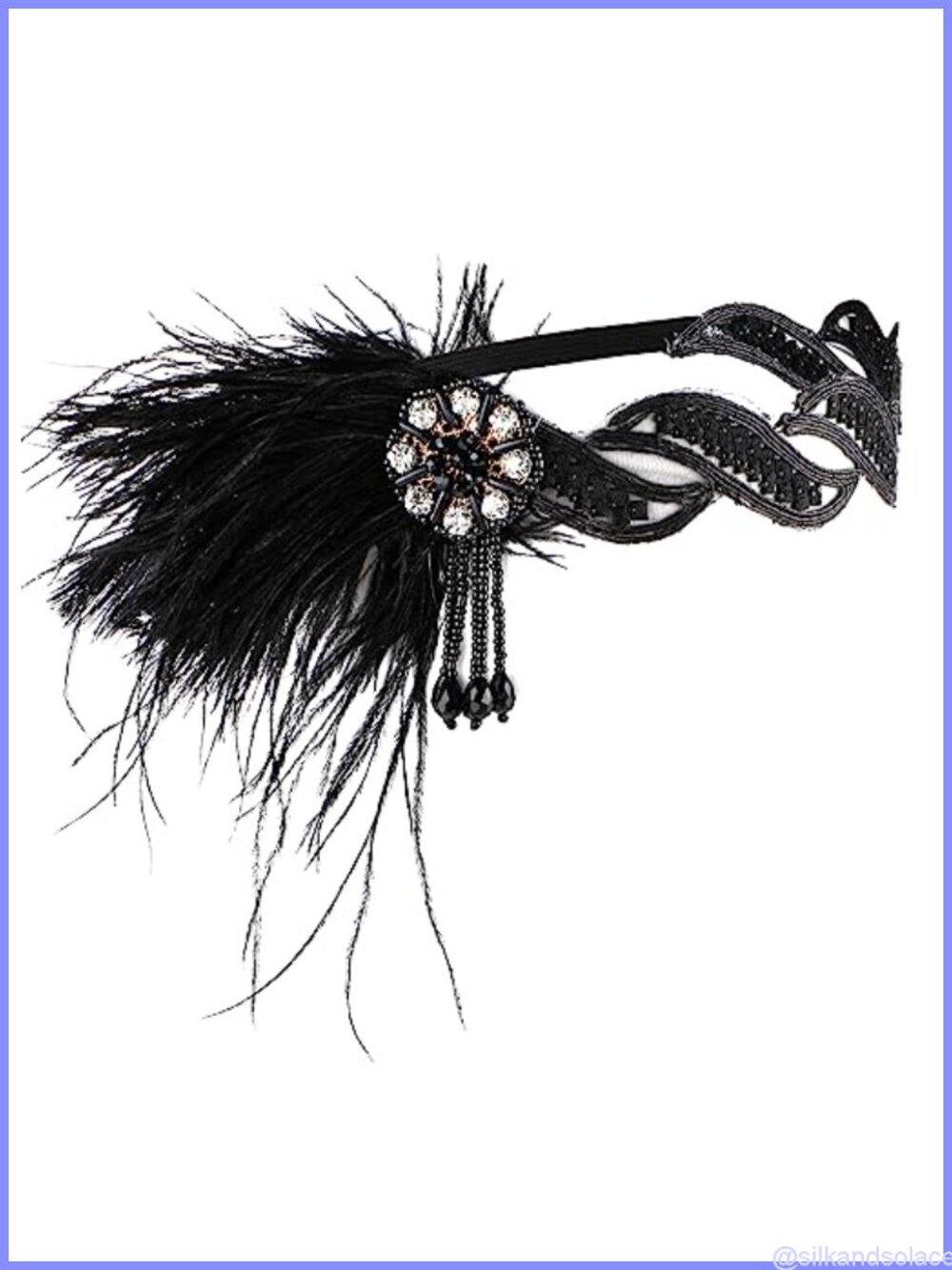 1920s Flapper Feather Headband Beads Elastic Vintage Party Hair Accessory